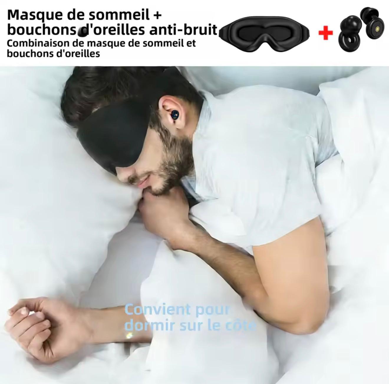 LUMIRISE Nuit — Masque de Sommeil 3D Anti-Lumière + Bouchons Anti-Bruit Offerts