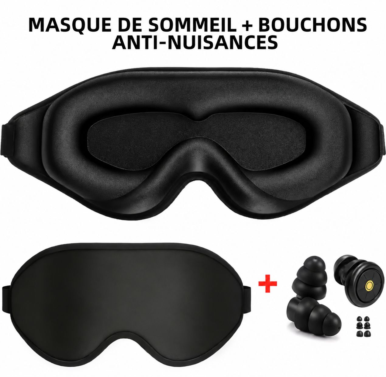 LUMIRISE Nuit — Masque de Sommeil 3D Anti-Lumière + Bouchons Anti-Bruit Offerts