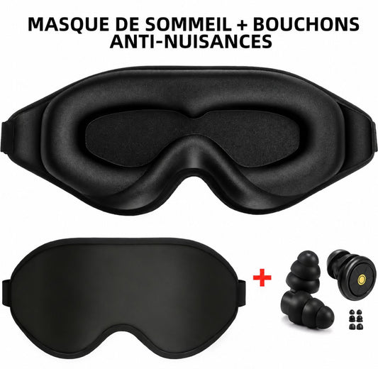 LUMIRISE Nuit — Masque de Sommeil 3D Anti-Lumière + Bouchons Anti-Bruit Offerts
